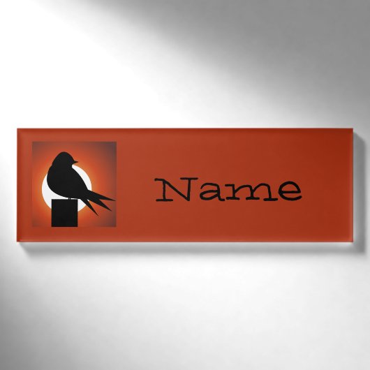 Badge D'identification Silhouette d'oiseau noir Sun Thunder_Cove (Devant)