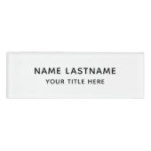 Badge D'identification Simple Basic Minimal Blanc Moderne Titre noir (Devant)