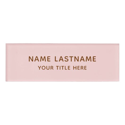 Badge D'identification Simple Basic Minimal Blush Pink Titre moderne (Devant)