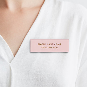 Badge D'identification Simple Basic Minimal Blush Pink Titre moderne