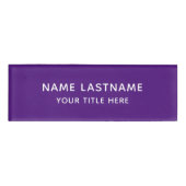 Badge D'identification Simple Basic Minimal Purple Blanc Titre moderne (Devant)