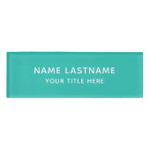 Badge D'identification Simple Basic Minimal Turquoise Blanc Titre moderne (Devant)