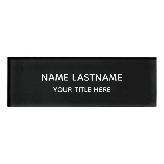 Badge D'identification Simple Basic Minimalist Modern Black Title (Devant)