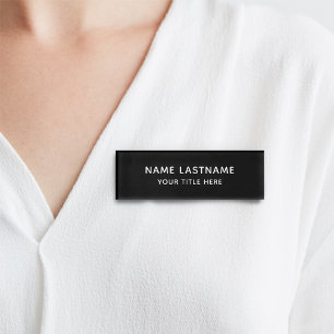 Badge D'identification Simple Basic Minimaliste Moderne Titre Noir