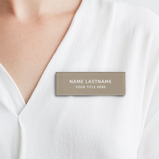 Badge D'identification Simple Basic Tan Sand Beige Minimal Titre moderne