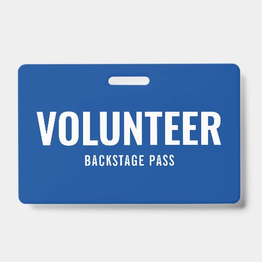 Badge d'identification simple bénévole bleu horizo (Avant)