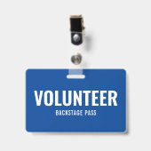 Badge d'identification simple bénévole bleu horizo (Avant avec clip)