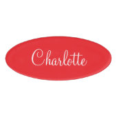 Badge D'identification Simple Elegant Script First Name Red Business (Devant)