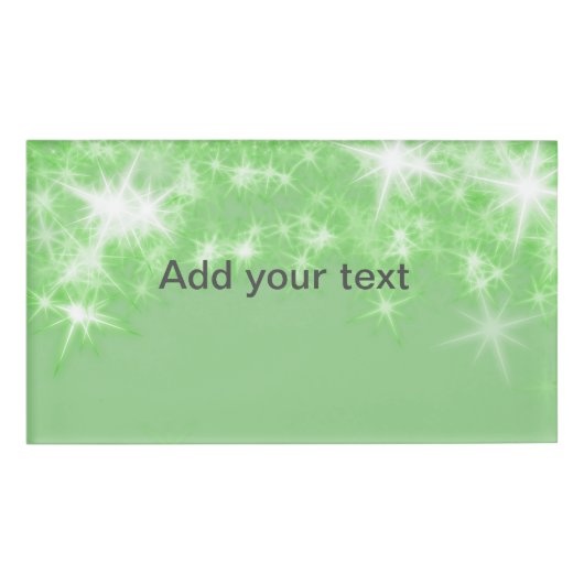 Badge D'identification Simple Green glitter sparkle stars add your text (Devant)