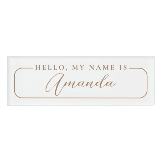 Badge D'identification Simple moderne or élégant mariage blanc (Devant)