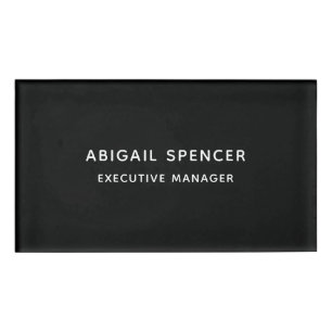 Badge D'identification Simple Noir Blanc Professionnel