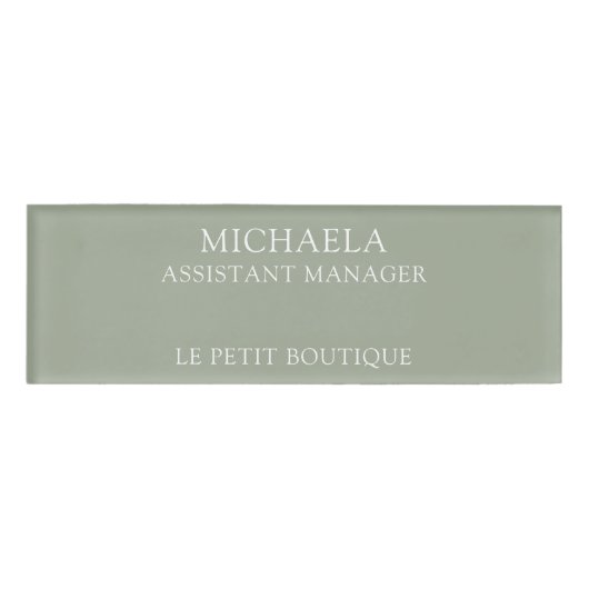 Badge D'identification Simple Sage Green Professionnel (Devant)