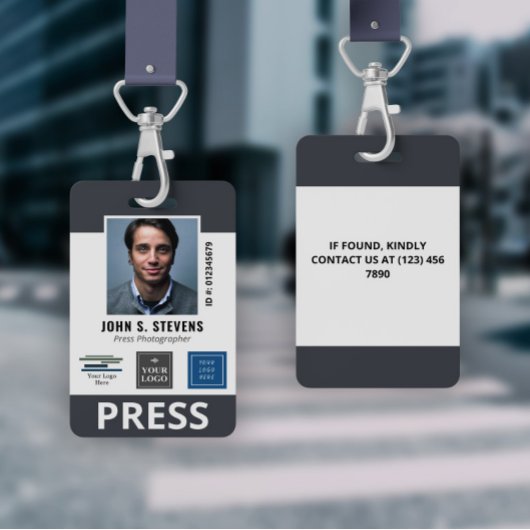 Badge d'identification Slate Gray 3 Logos Press