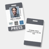 Badge d'identification Slate Gray 3 Logos Press (Avant & arrière)