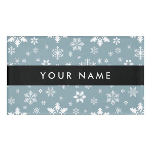 Badge D'identification Snowflakes blanc, Grey, Votre nom, Personnaliser (Devant)