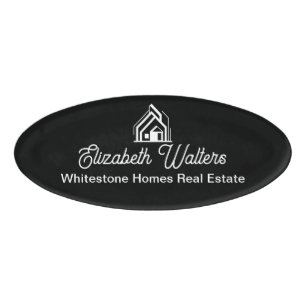 Badge D'identification Société Immobilière Noir Blanc Realtor Personnalis