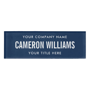 Badge D'identification Société, nom et titre magnétique bleu foncé