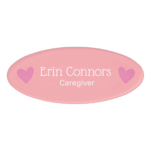 Badge D'identification Soins de santé de coeur rose mou