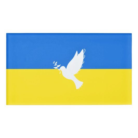 Badge D'identification Soutien Ukraine Nom Balise Peace Dove drapeau ukra (Devant)