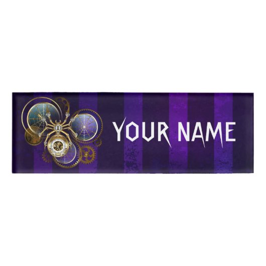 Badge D'identification Spider Steampunk sur Arrière - plan pourpre (Devant)