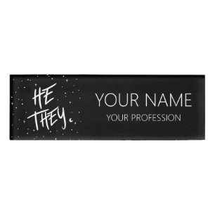 Badge D'identification Stars He Ils Pronounouns