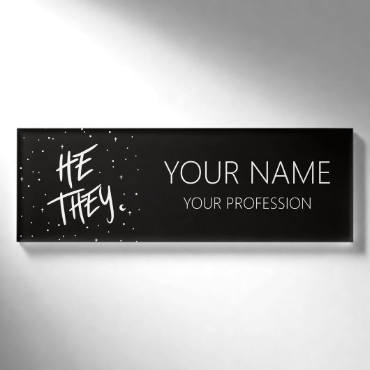 Badge D'identification Stars He Ils Pronounouns (Devant)