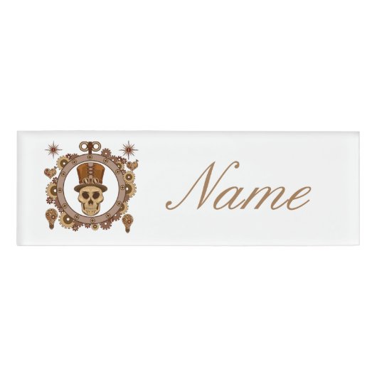 Badge D'identification Steampunk Thème Top Hat Skull Thunder_Cove (Devant)