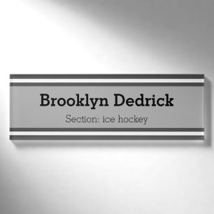 Badge D'identification STRIPES SPORTIFS - Blanc gris + vos idées
