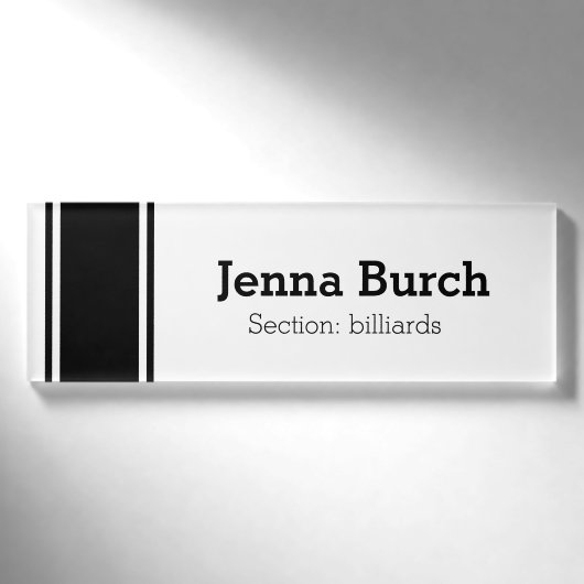 Badge D'identification STRIPES SPORTIFS - Blanc Noir + vos idées (Devant)