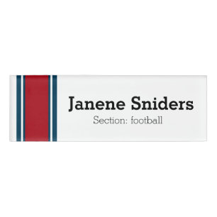 Badge D'identification STRIPES SPORTIFS - Bleu Rouge Blanc + vos idées