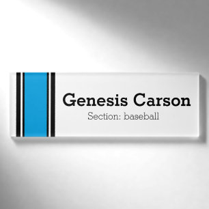 Badge D'identification STRIPES SPORTIVES - Cyan Black White + vos idées