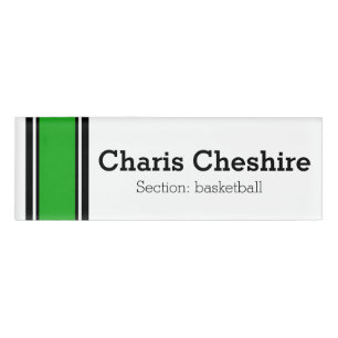 Badge D'identification STRIPES SPORTIVES - Vert Noir Blanc + vos idées