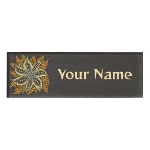 Badge D'identification Style Batik Floral Abstrait africain