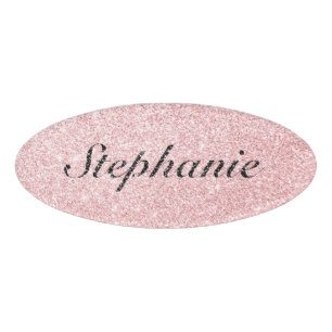 Badge D'identification Style de Parties scintillant rose de nom personnal