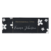 Badge D'identification Summer Boho Black White Daisy Flowers (Devant)