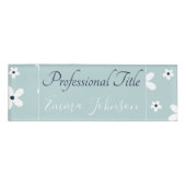 Badge D'identification Summer Boho Blue White Daisy Flowers (Devant)