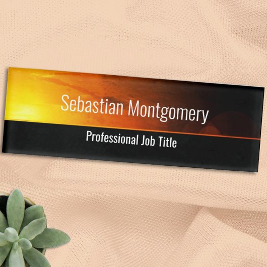 Badge D'identification Sunset professionnel Orange et Modèle noir