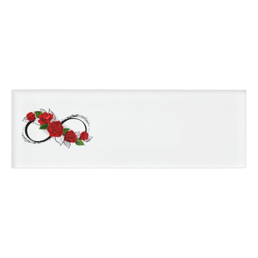 Badge D'identification Symbole d'infini avec les roses rouges (Devant)