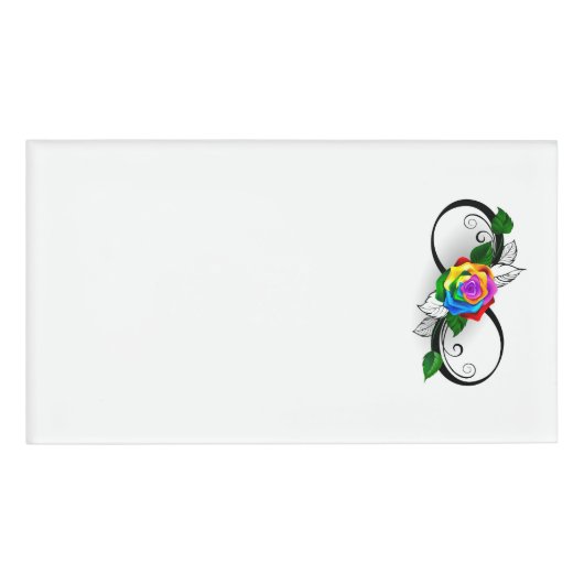 Badge D'identification Symbole d'infini avec Rose arc-en-ciel (Devant)
