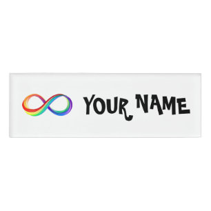 Badge D'identification Symbole d'infinité arc-en-ciel stratifié