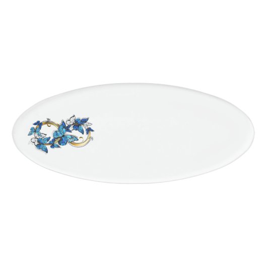 Badge D'identification Symbole infini de papillons Morpho bleus (Devant)