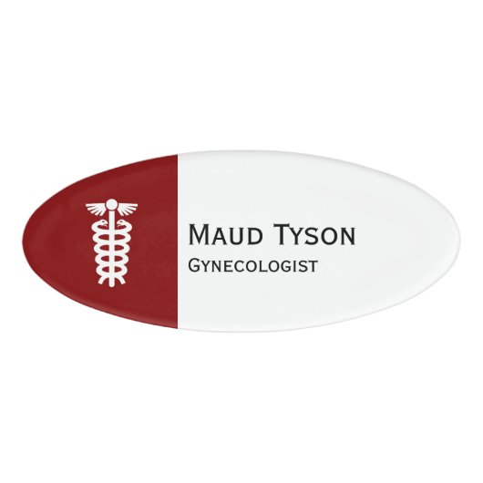 Badge D'identification Symboles simples - Barre d'Asclepius + vos idées (Devant)