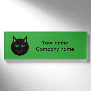 Badge D'identification Tag de nom personnalisé Hslloween Chat noir