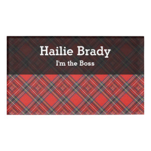 Badge D'identification Tartan plaids motif rouge royal tissu