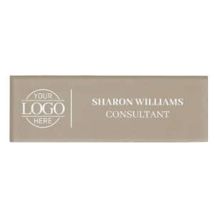 Badge D'identification Taupe Beige Logo personnalisé de l'entreprise Empl