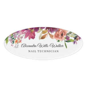 Badge D'identification Technicien Fleur sauvage Floral