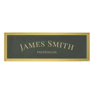 Badge D'identification Tendance Moss Green Luxury Gold : Moderne Professi