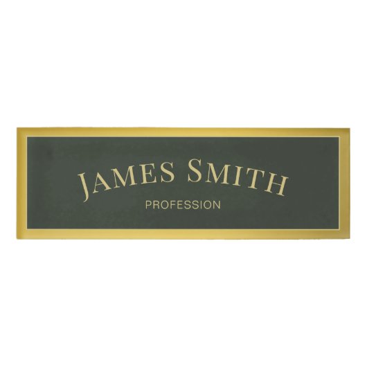 Badge D'identification Tendance Moss Green Luxury Gold : Moderne Professi (Devant)