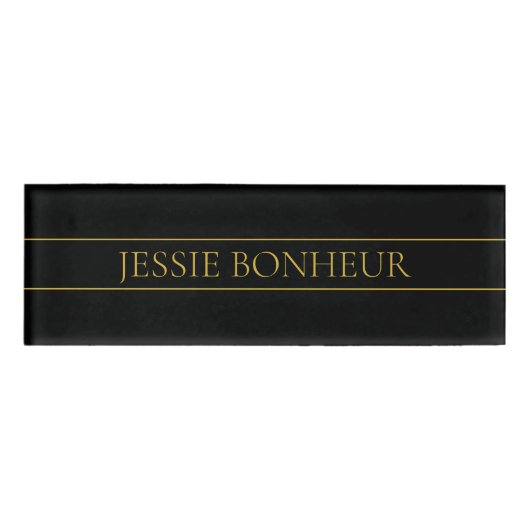 Badge D'identification Texte et lignes Gold personnalisables (Devant)
