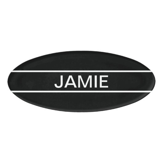 Badge D'identification Texte personnalisable | Bold Modern Black & White (Devant)
